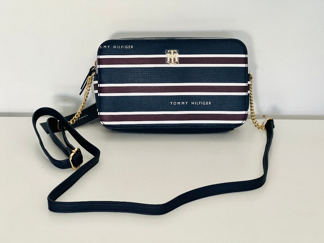 TOMMY HILFIGER NAVY BLUE RED WHITE MESSENGER CROSSBODY SLING BAG PURSE 98 SALE