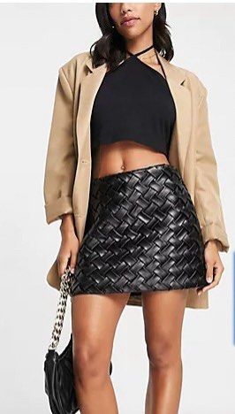 Topshop black leather mini skirt cheap