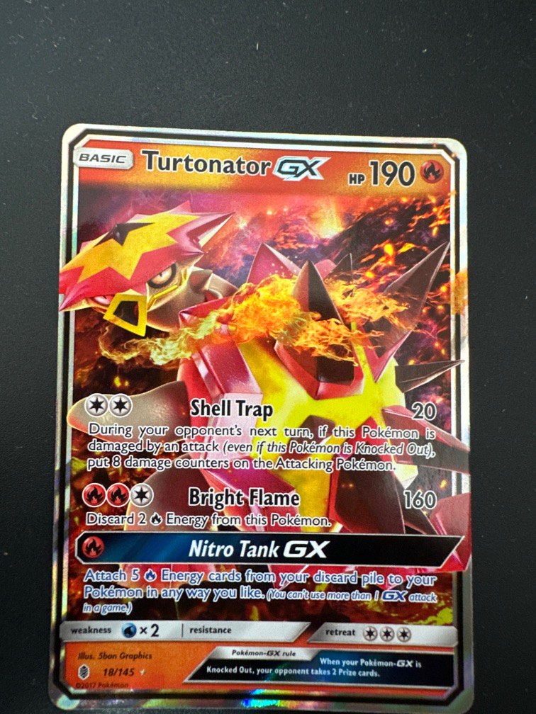 Cartes Pokmon Secret Rare Card - 148/145 From Sun & Moon: Guardians Rising  Set Pokmon Turtonator-GX