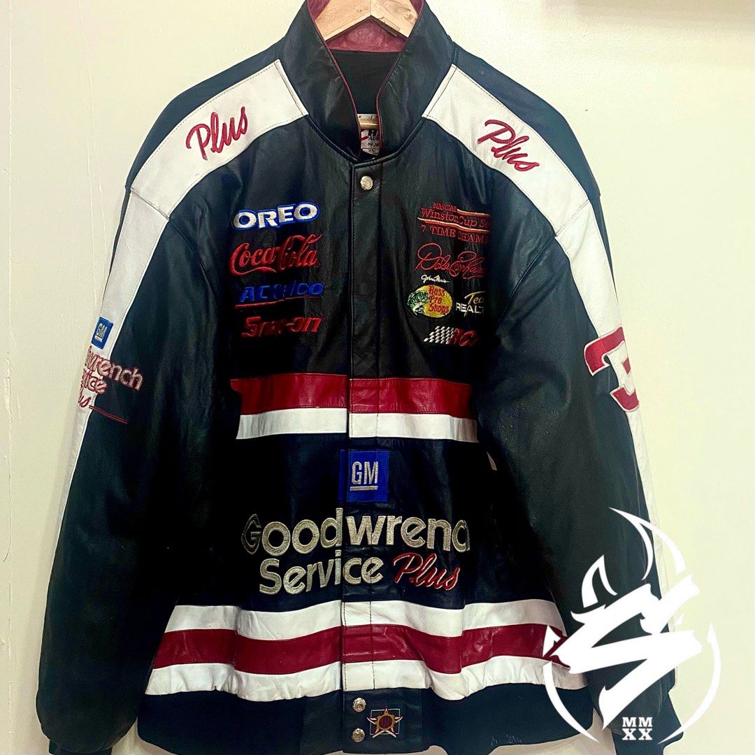 Vintage Full Leather Goodwrench Racing Jacket, Men's Fashion, Coats ...