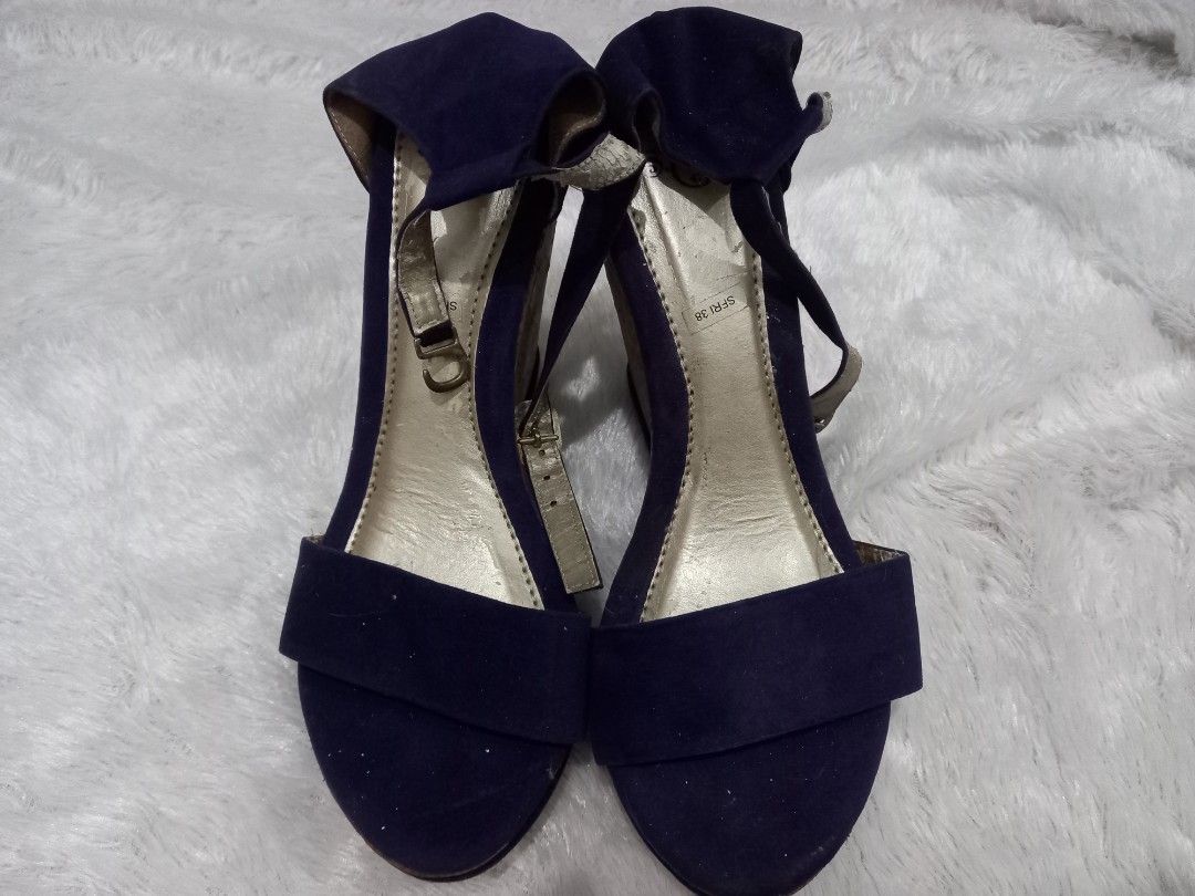 Wedges Electric Blue Fesyen Wanita Sepatu di Carousell