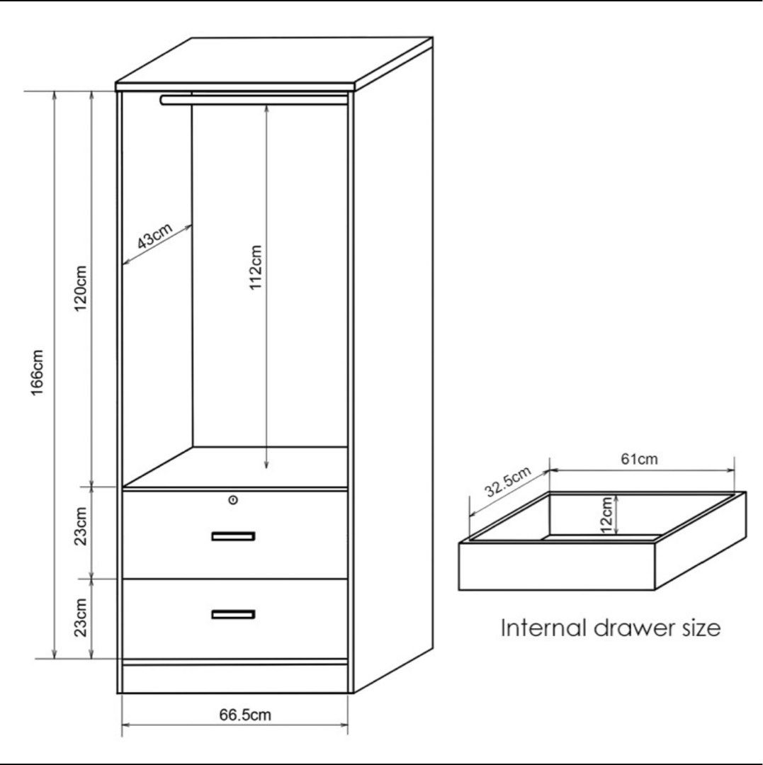 Wilton 3 door wardrobe with 2 drawers- dark walnut, Furniture & Home ...