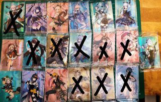 #WTT/WTS Genshin Wafer cards Vol 1 & 2 ( Hutao , Ganyu , Diluc , Eula )