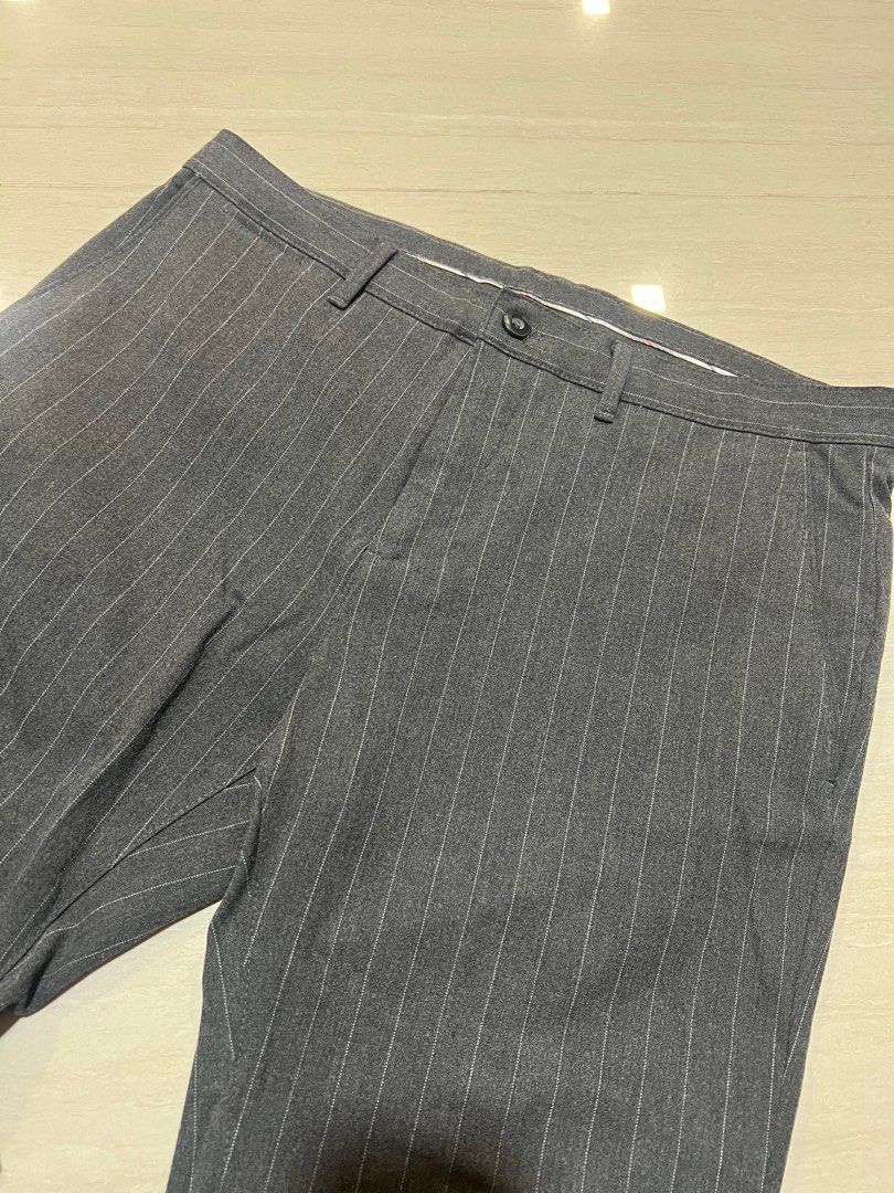 Zara grey pinstripe pants, Men's Fashion, Bottoms, Trousers on