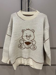可愛熊熊杏色針織衫