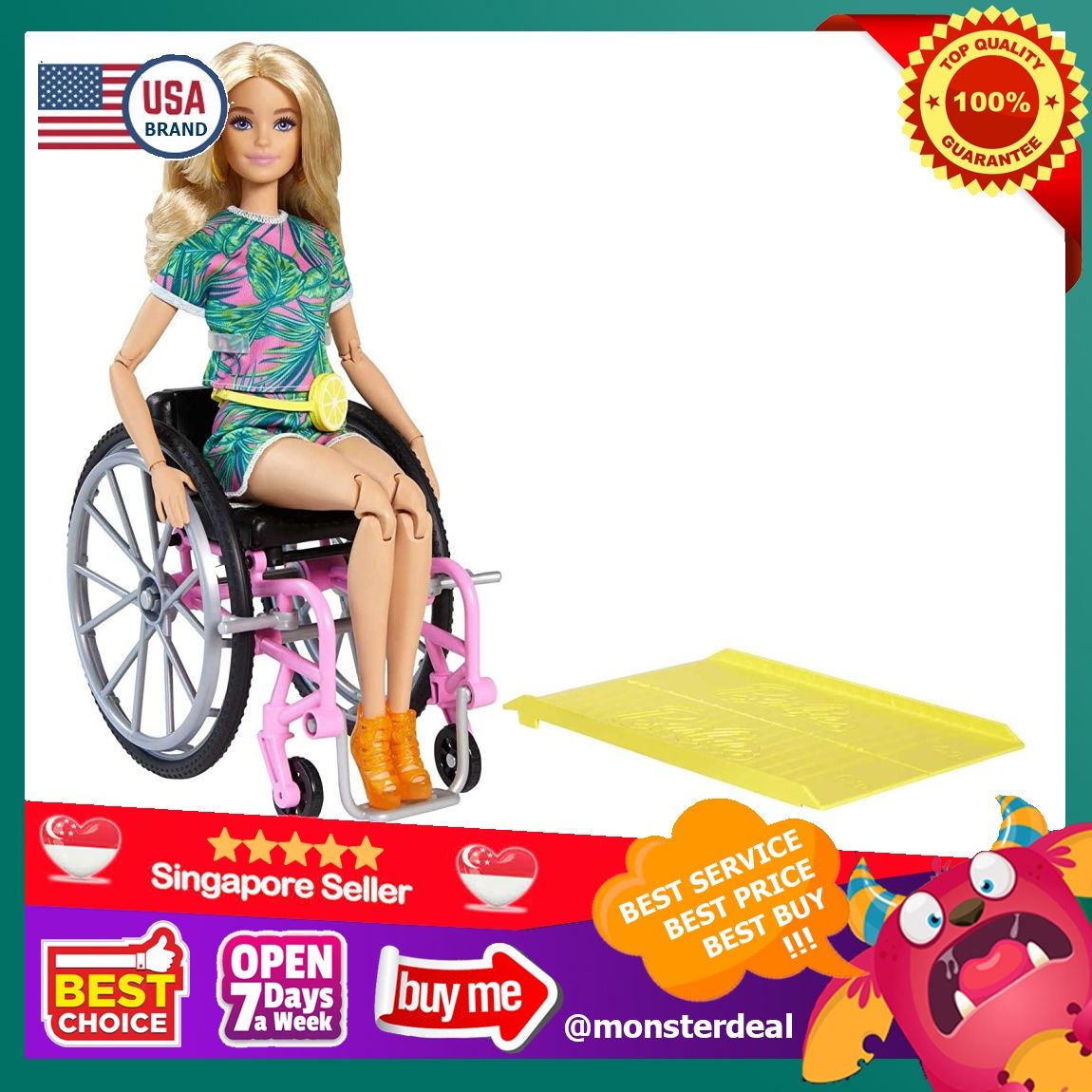Barbie GRB93 Wheelchair Blonde Fashionista Doll