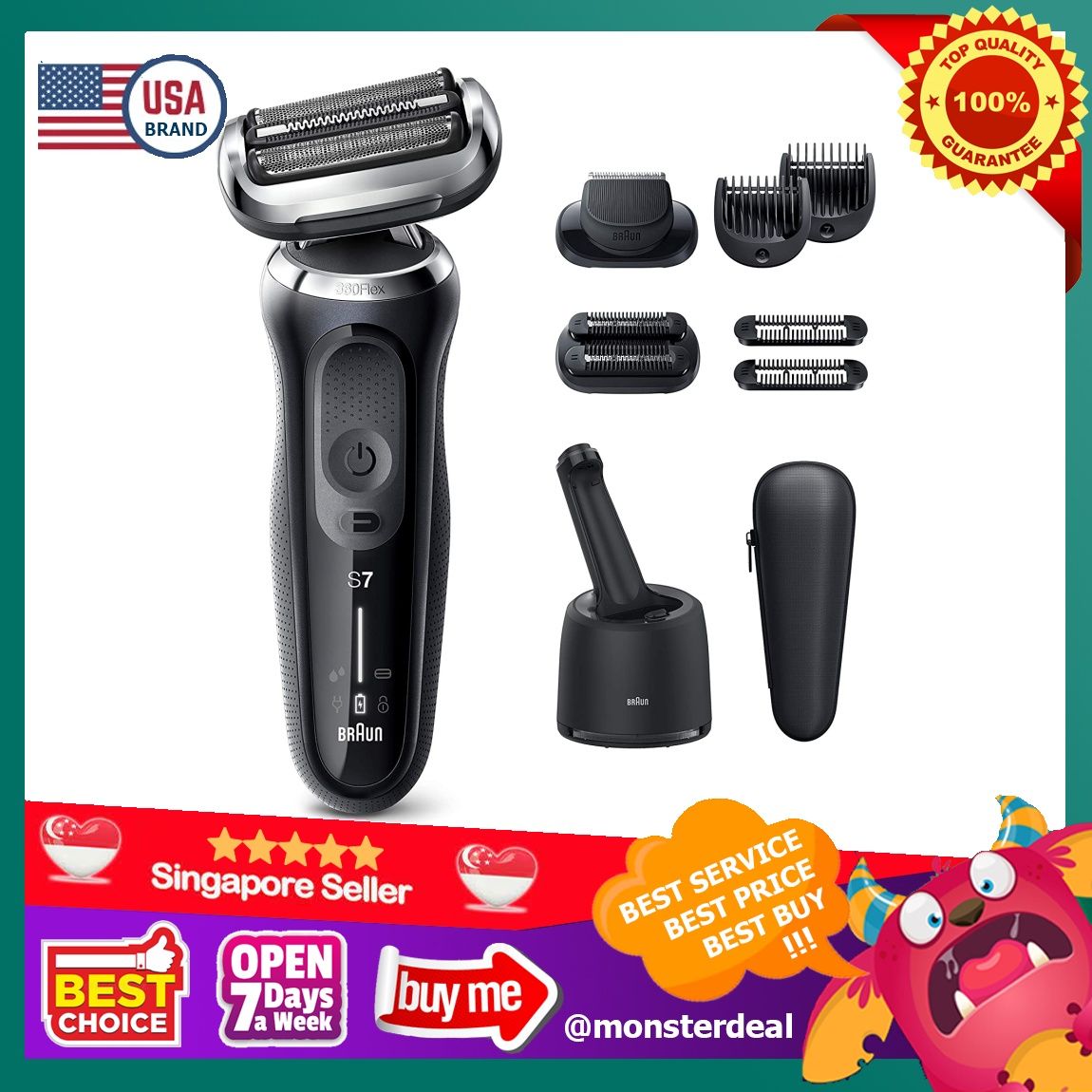 🅢🅖 🅢🅣🅞🅒🅚 Braun Electric Razor for Men, Series 7 7085cc 360 Flex Head  Electric Shaver with Beard Trimmer, Rechargeable, Wet & Dry, 4in1 SmartCare  Center and Travel Case, Everything Else on Carousell