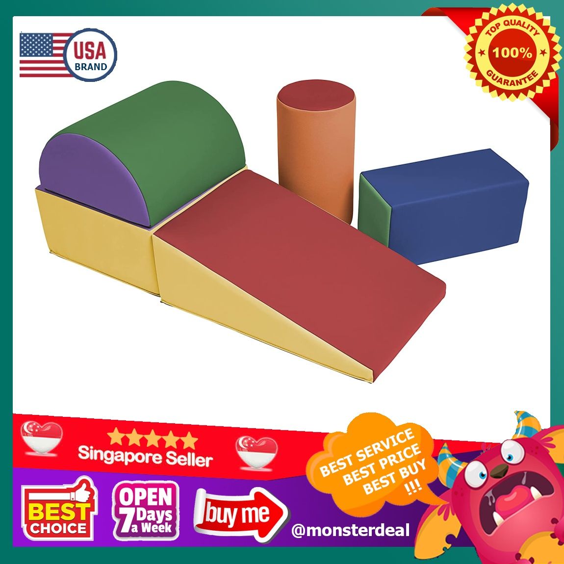 ECR4Kids SoftZone Climb and Crawl Foam Play Set for Toddlers and Preschoolers 5 Piece Baby gym activity playground