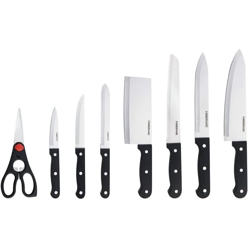 Farberware Edgekeeper Triple Riveted Knife Block Set with Built in  Sharpener, 14-Piece, White