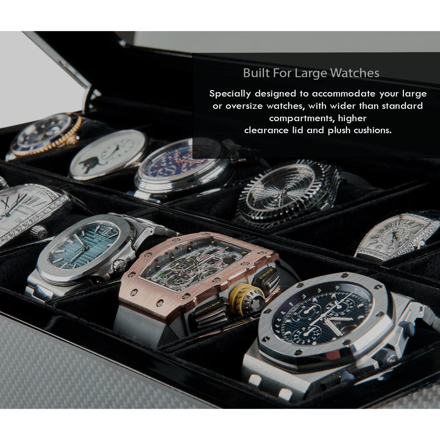 HAWK GABLE Luxury 12 Slot Watch Box Organizer