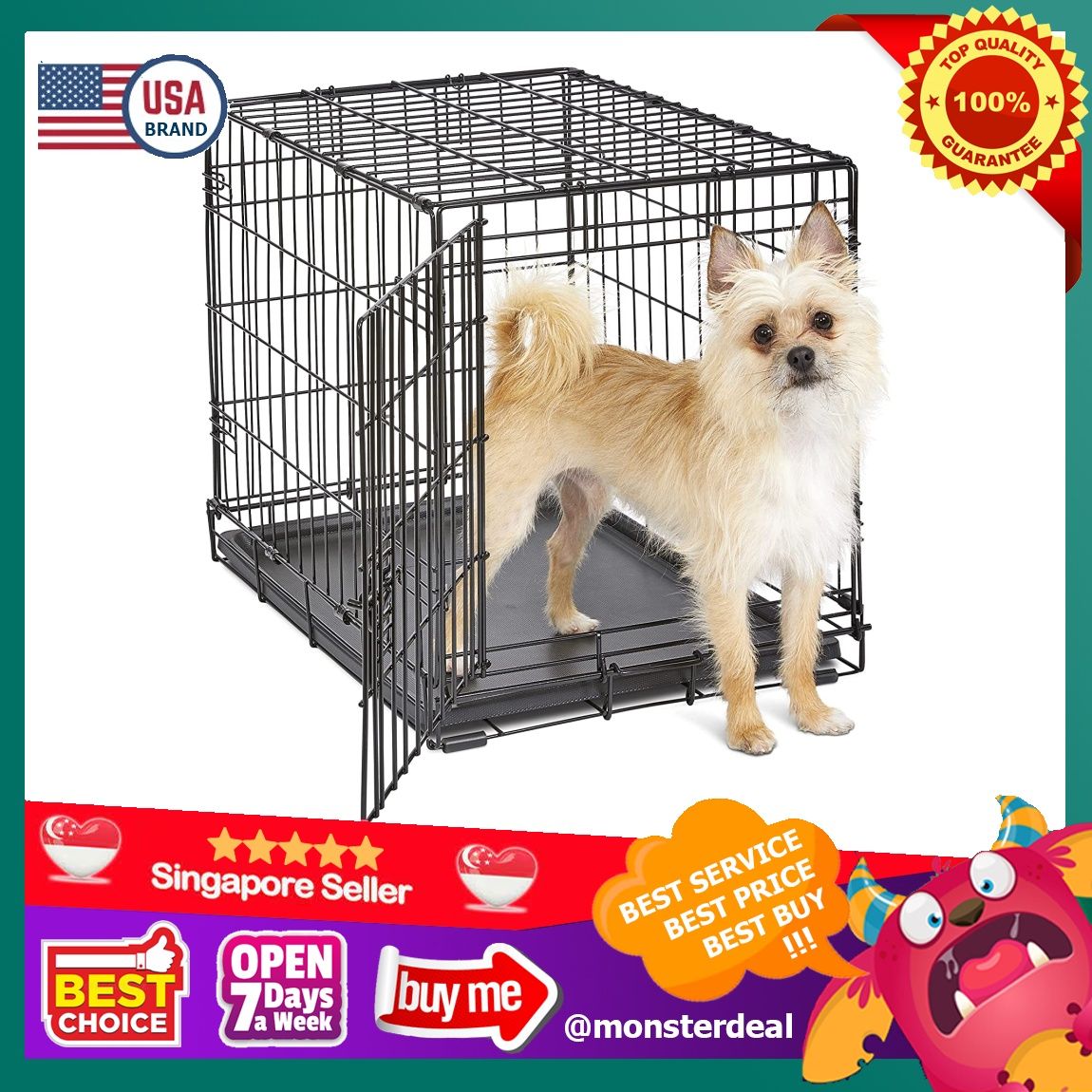 New World 24 Folding Metal Dog Crate Includes Leak Proof Plastic Tray Dog Crate Measures 24L x 18W x 19H Inches For Small Dog Breed Everything Else on Carousell