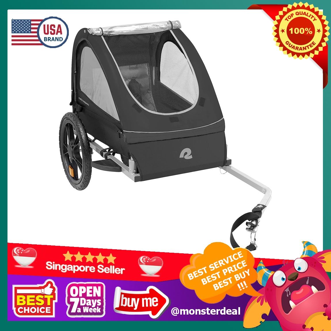 Retrospec rover passenger children's foldable bike trailer outlet