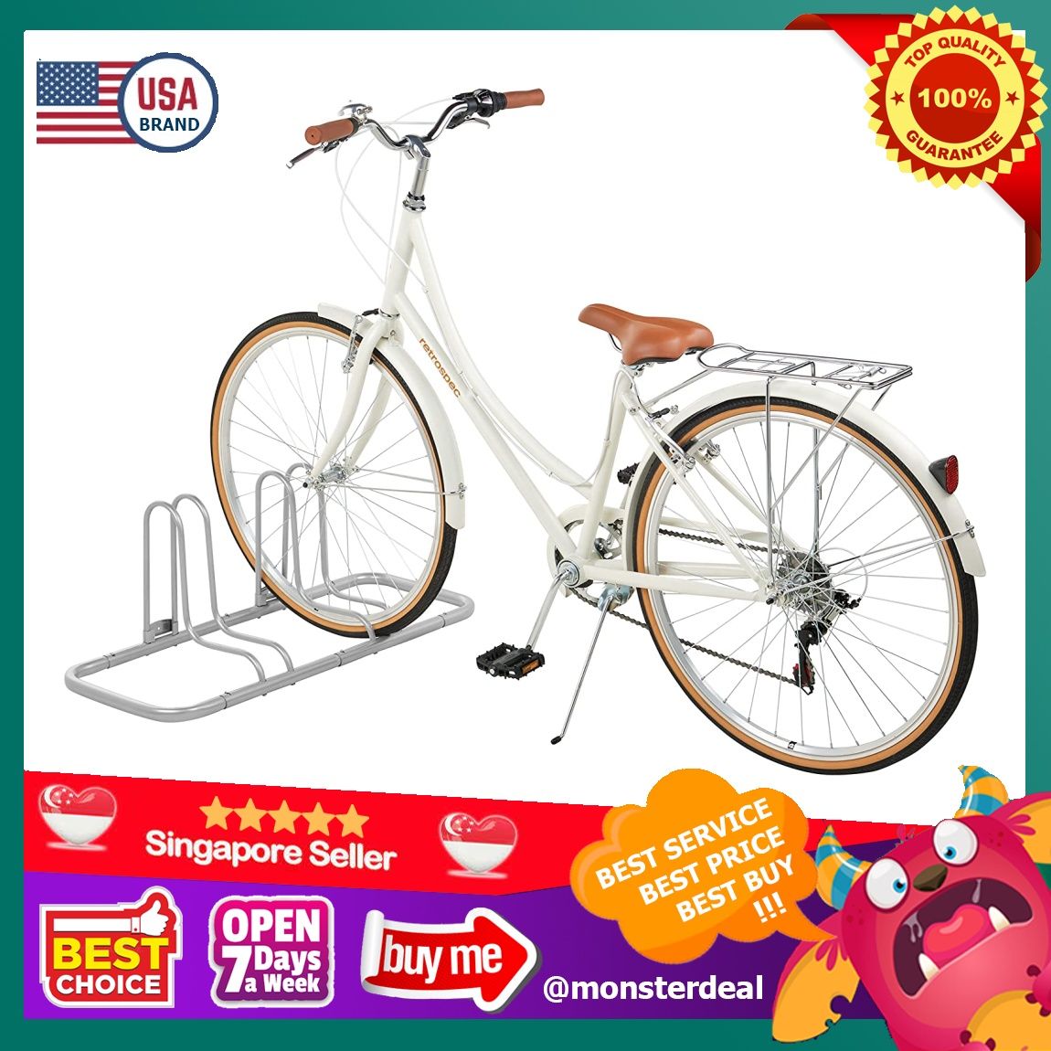 Retrospec USA 2 Bike Stash Rack Floor Stand