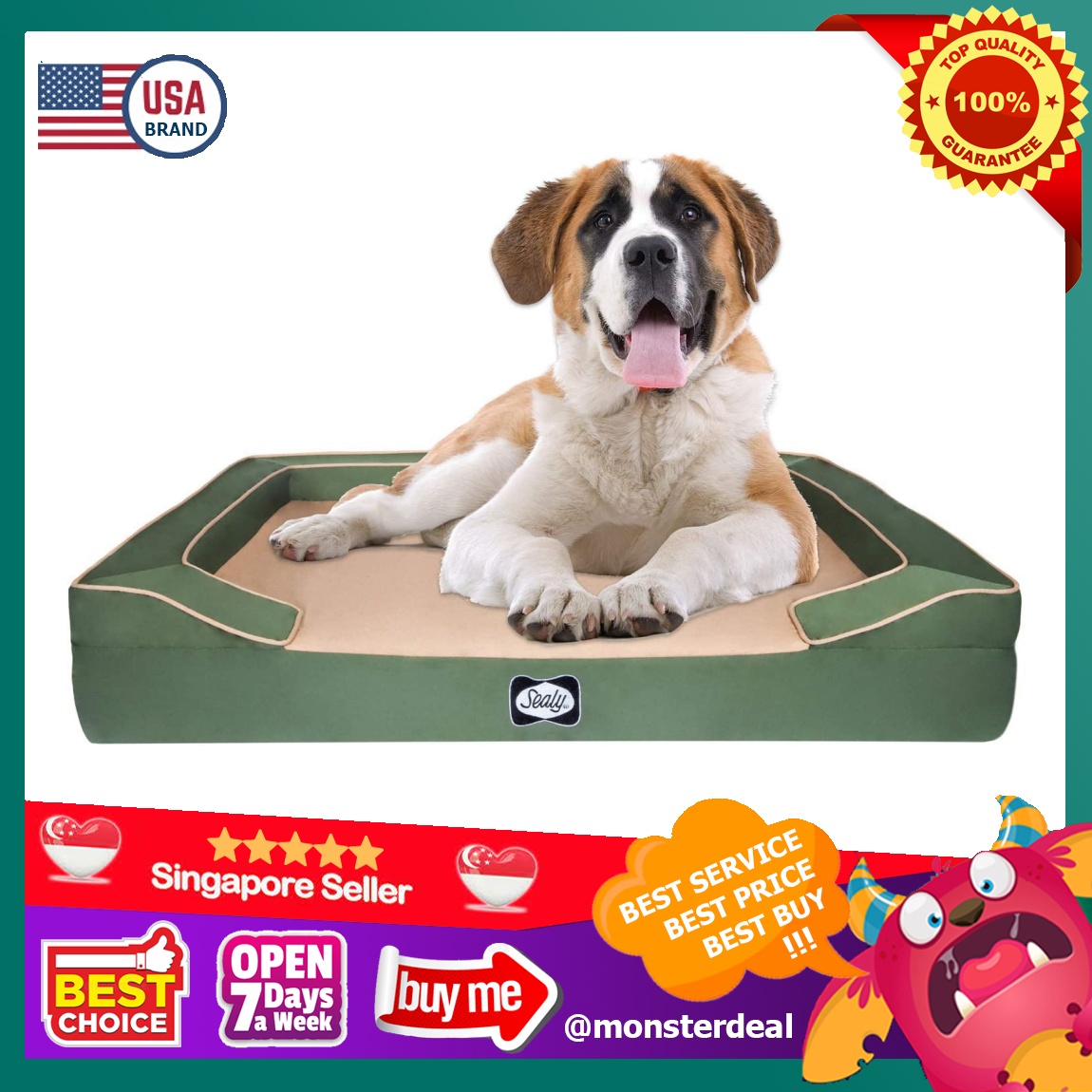 Sealy lux quad layer orthopedic dog bed with cooling gel sale