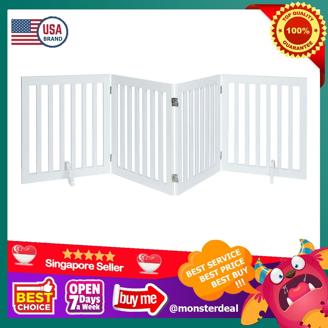unipaws Freestanding Wooden Dog Gate Foldable Pet
