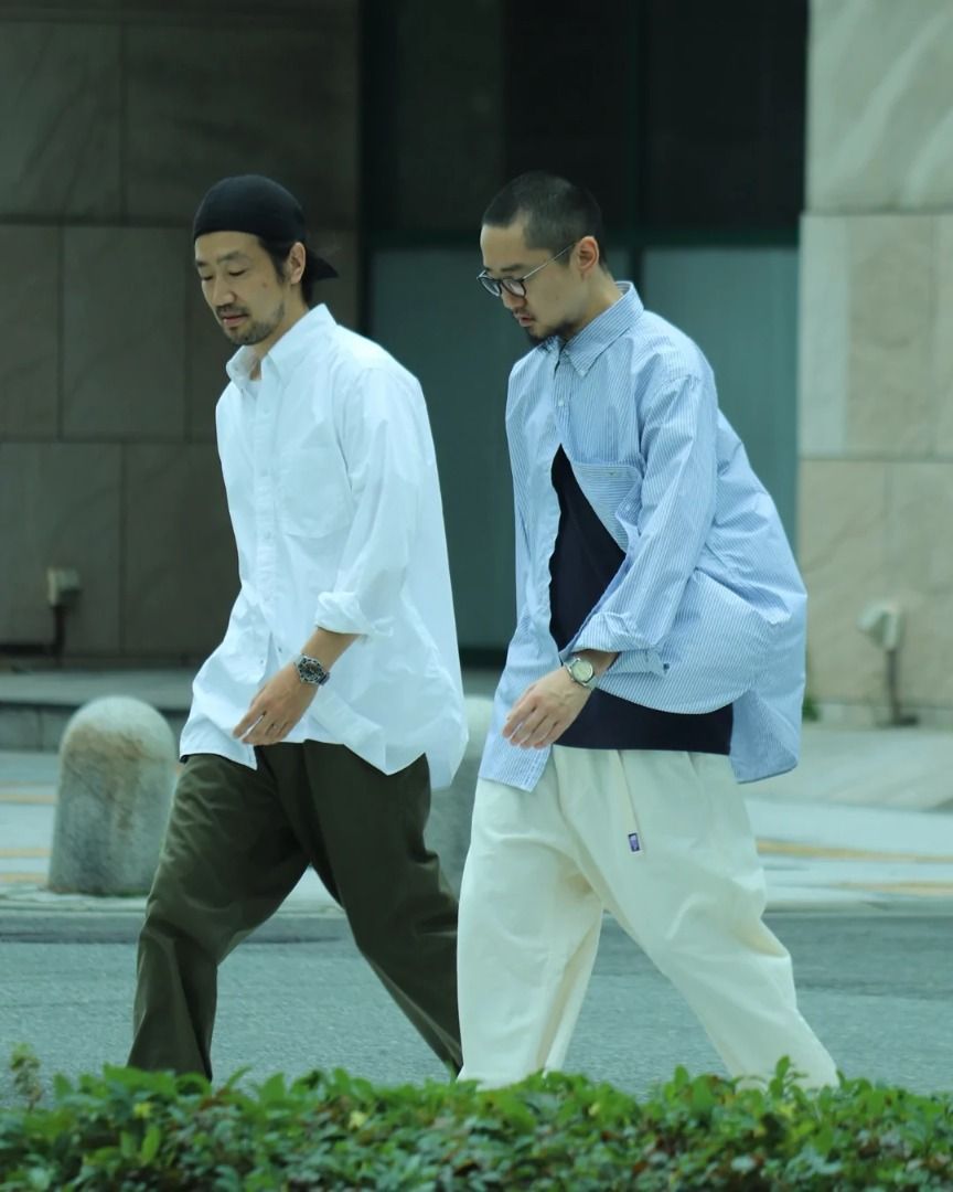 全新) nanamica / Button Down Wind Shirt 襯衫S號寬版日系寬鬆條紋