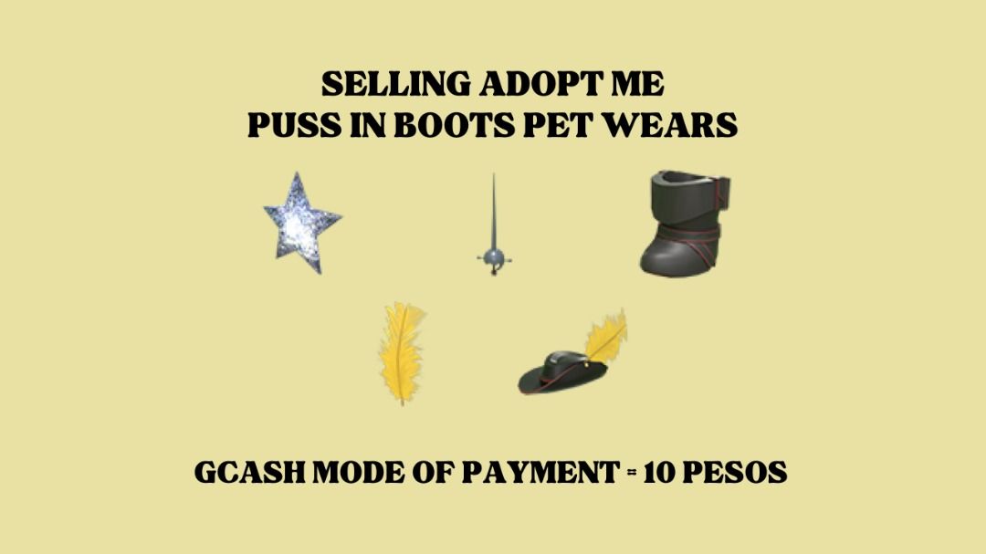 ADOPT ME PUSS IN BOOTS PET WEARS AND TOY, Video Gaming, Gaming