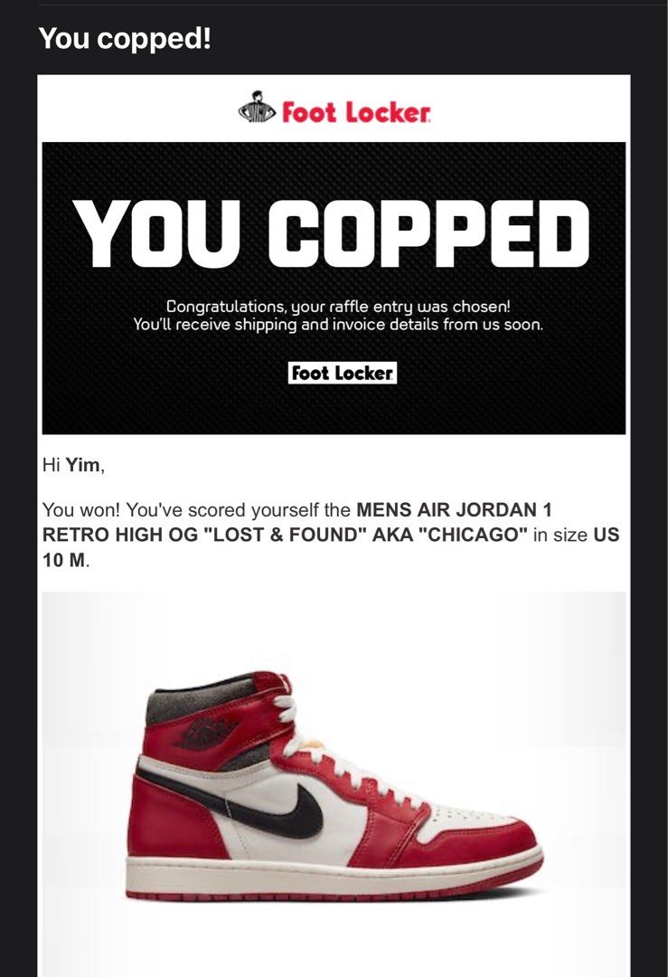 Air jordan on sale 1 chicago footlocker