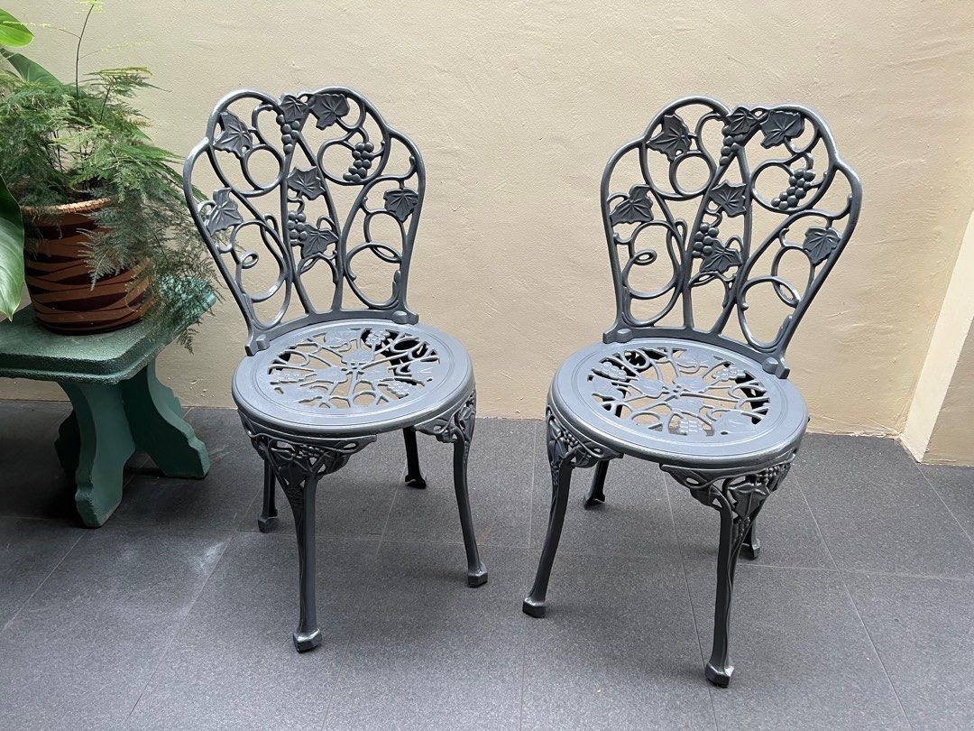 Antique cast aluminium chairs, Furniture & Home Living, Furniture