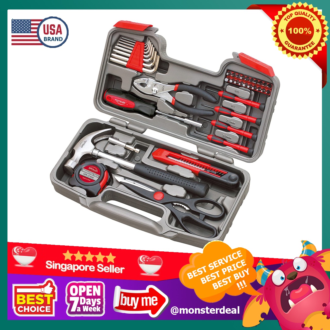 Apollo Tools DT9706 Original 39 Piece General Repair Hand Tool Set
