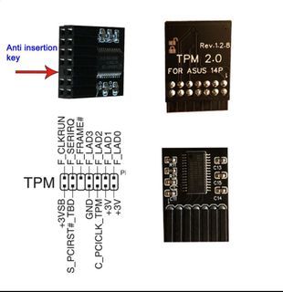 Asus Black 14pin TPM 2.0 Encryption Security Module for Asus Motherboards - Black 14pin for Asus