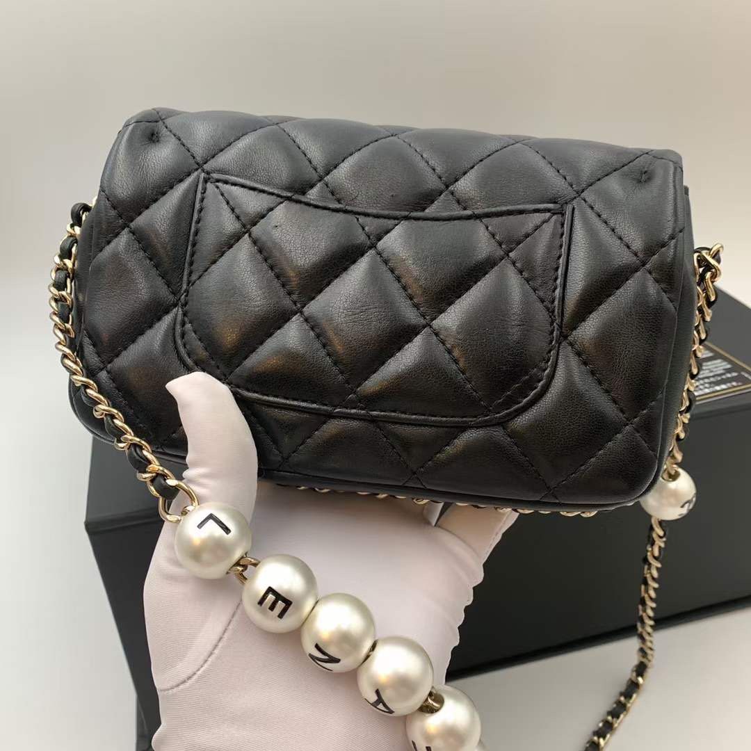 Authentic Chanel Pearl Logo Strap Small Flap Bag AS1436, Luxury, Bags &  Wallets on Carousell