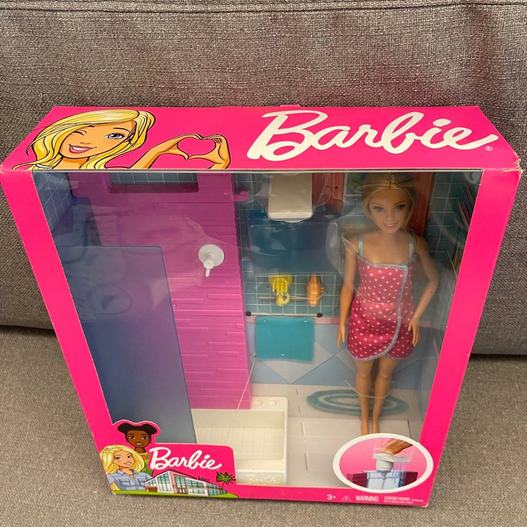 Barbie Doll and Furniture Set, shower set, Hobbies & Toys, Toys & Games