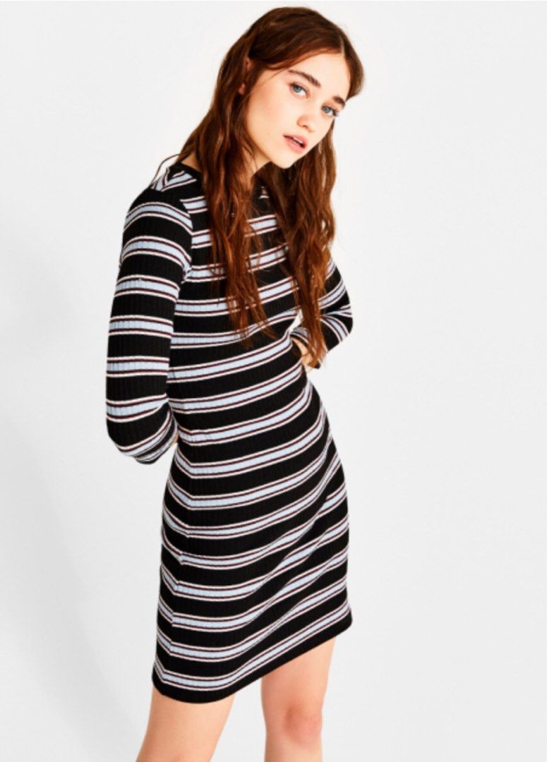 Bershka Striped Dress (Category: Dresses) located in Manila. Submitted by _jdcloset (Listing ID 1197797985, Image 1). Description: Bershka Semi Body-hugging Dress in Striped 3/4s sleeves Used once Super Sexy looking Dress 🫶🏻.