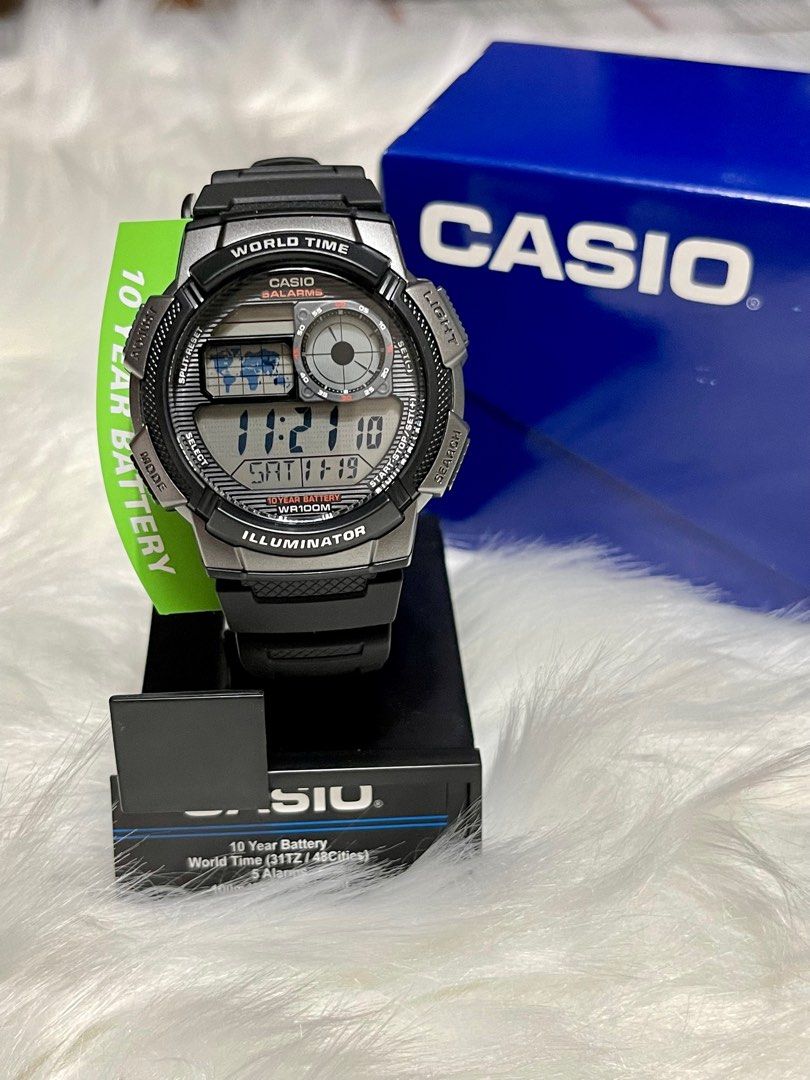 Casio men's 10 year cheap battery world time watch