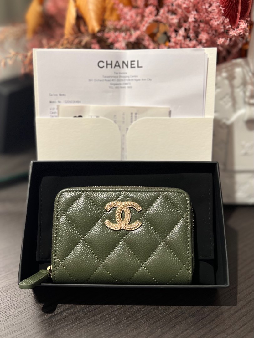 CHANEL Zipped Card Holder Khaki , Women's Fashion, Bags & Wallets, Wallets & Card Holders on