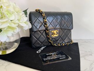 Chanel vintage mini square lambskin black bag