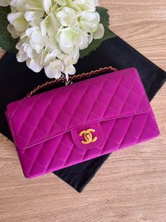 Chanel vintage purple nylon medium bag
