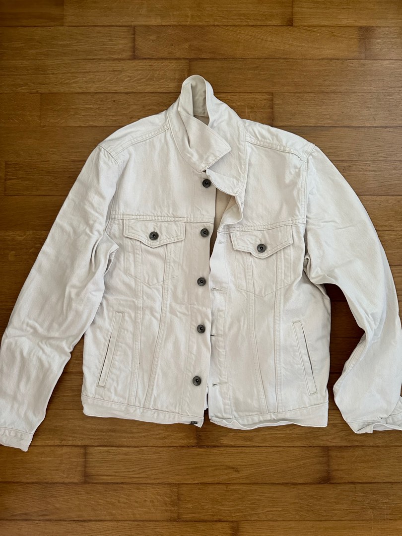 Cream denim jacket, Men's Fashion, Coats, Jackets and Outerwear on Carousell