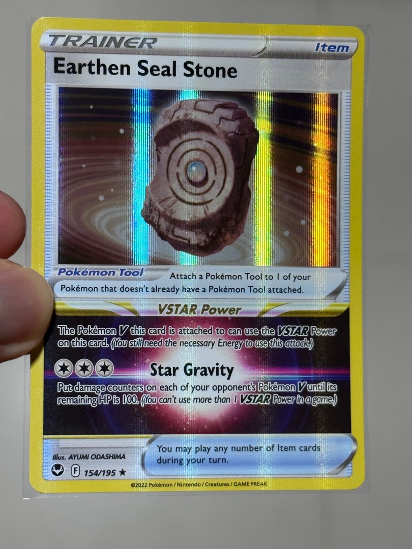Earthen Seal Stone Pokemon TCG Silver Tempest Hobbies Toys Toys