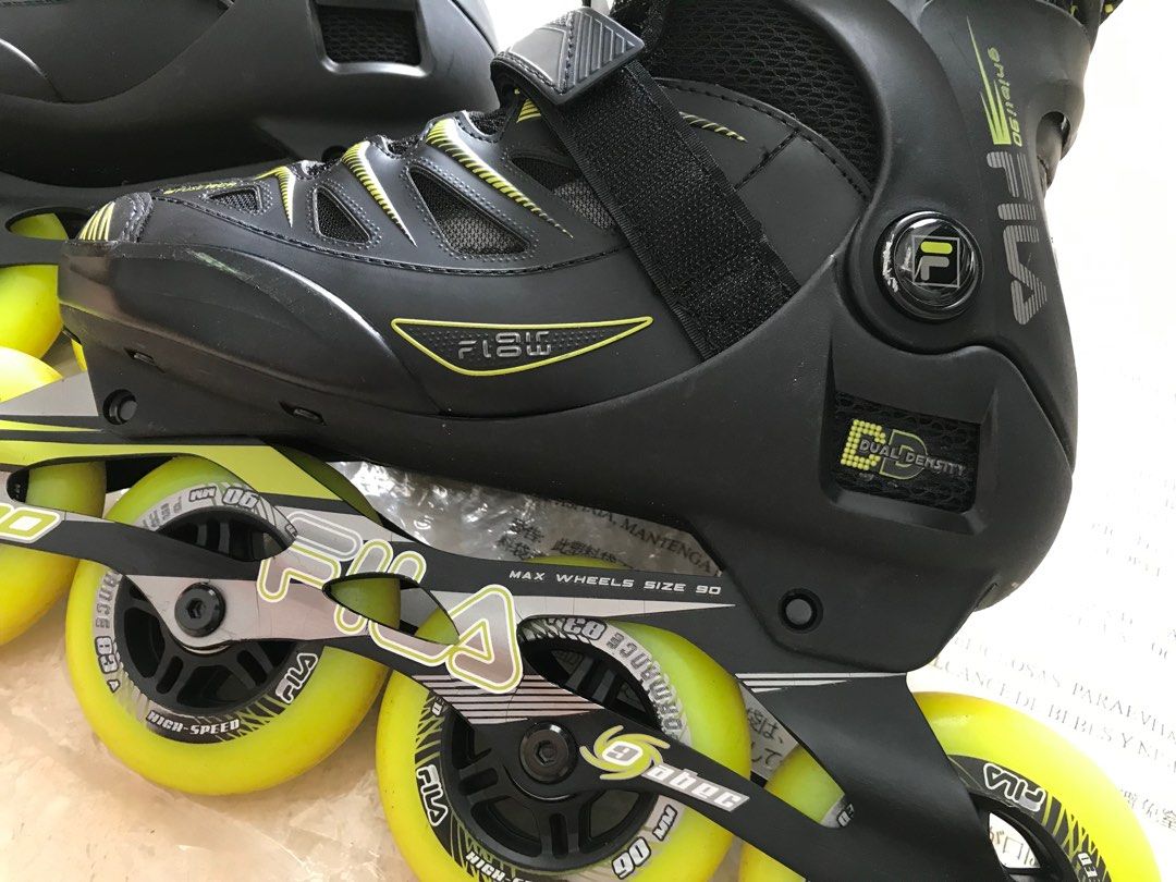 FILA inline rollerblades Ghibli size UK 4 with knee and elbow pads, Sports Sports Games, Skates, Rollerblades & Scooters on Carousell