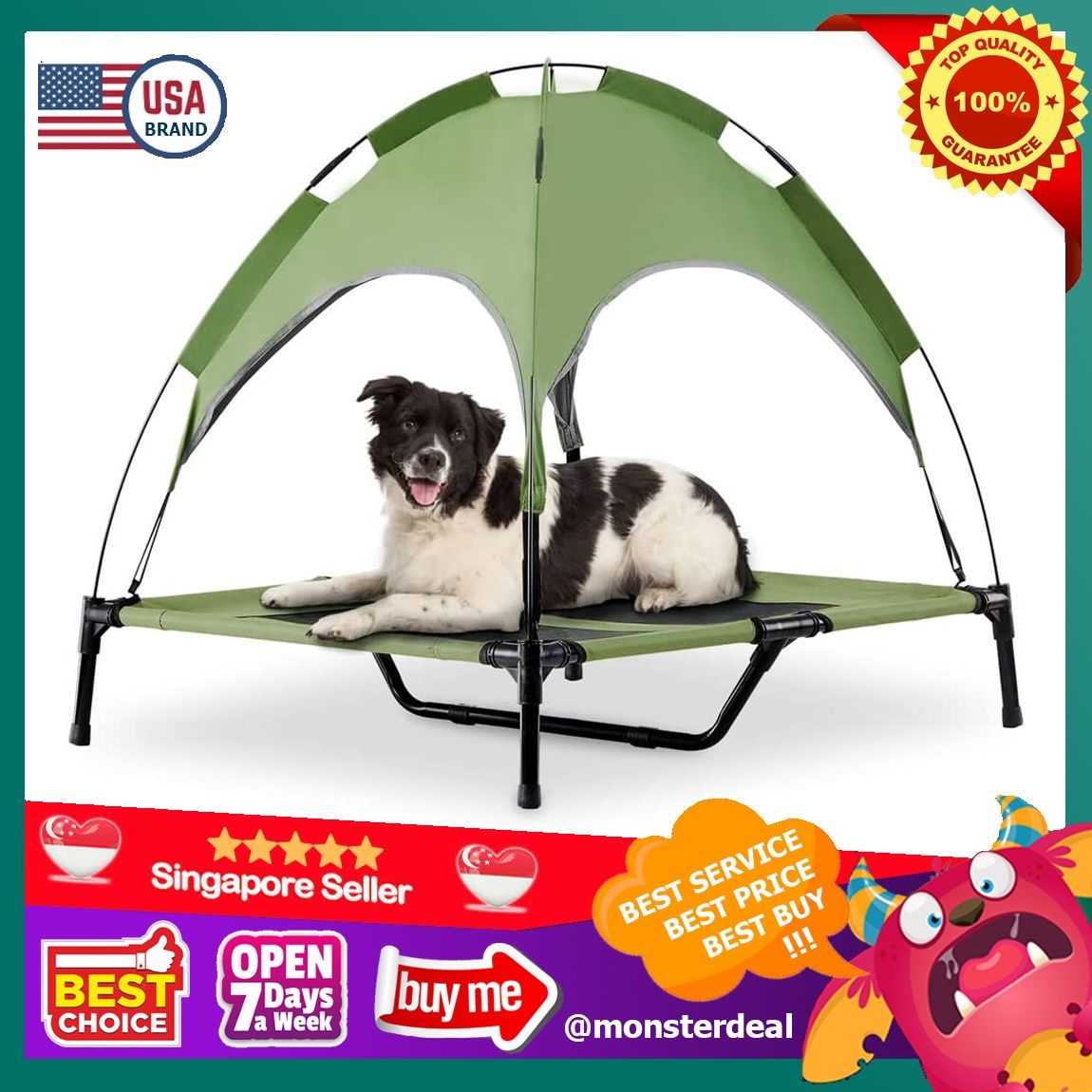 Free Paws Outside Lifted Dog Bed Waterproof Portable Dog Bed with