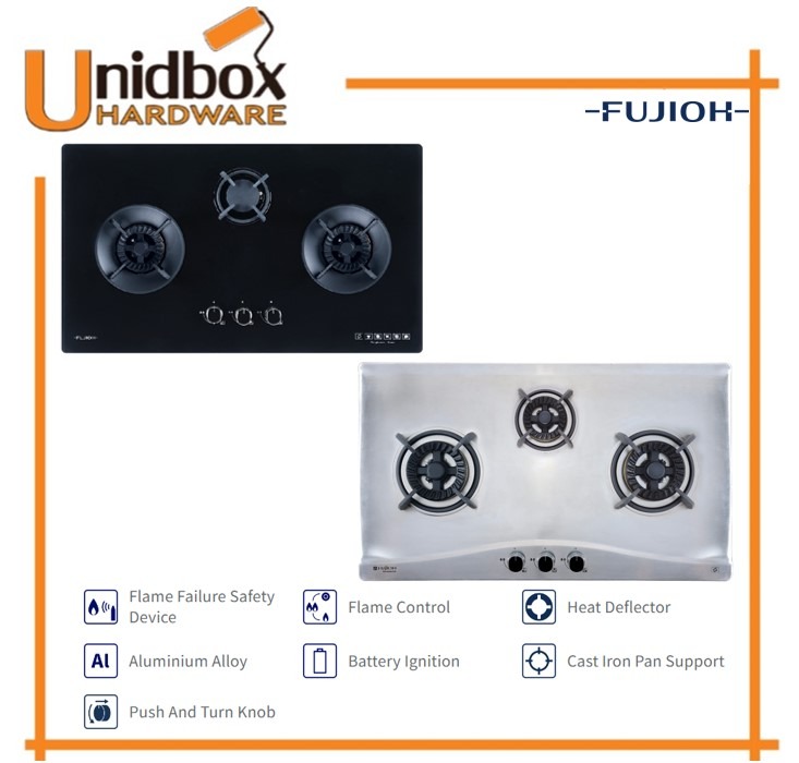 FUJIOH FHGS6530 SVSS / FHGS6530 SVGL 3 BURNER STAINLESS STEEL GAS HOB