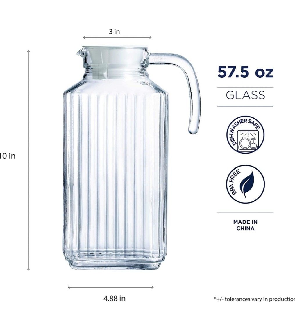 Glass Jug and Pitcher, Furniture & Home Living, Kitchenware & Tableware
