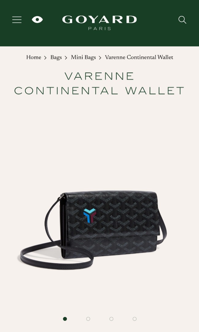 NEW Goyard Varenne Continental Wallet Crossbody Black Bag Removable Strap