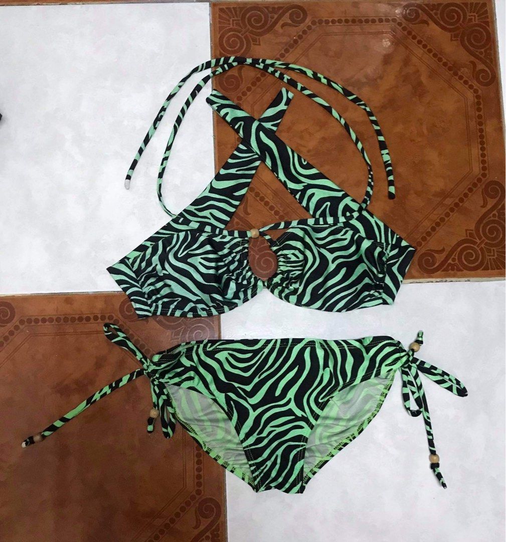 Green Zebra Print Bikini Women s Fashion Swimwear Bikinis Swimsuits on Carousell