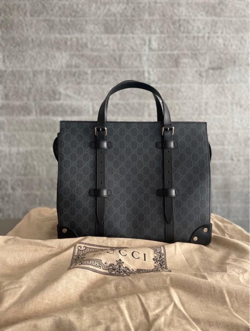 Gg tote bag with leather details clearance