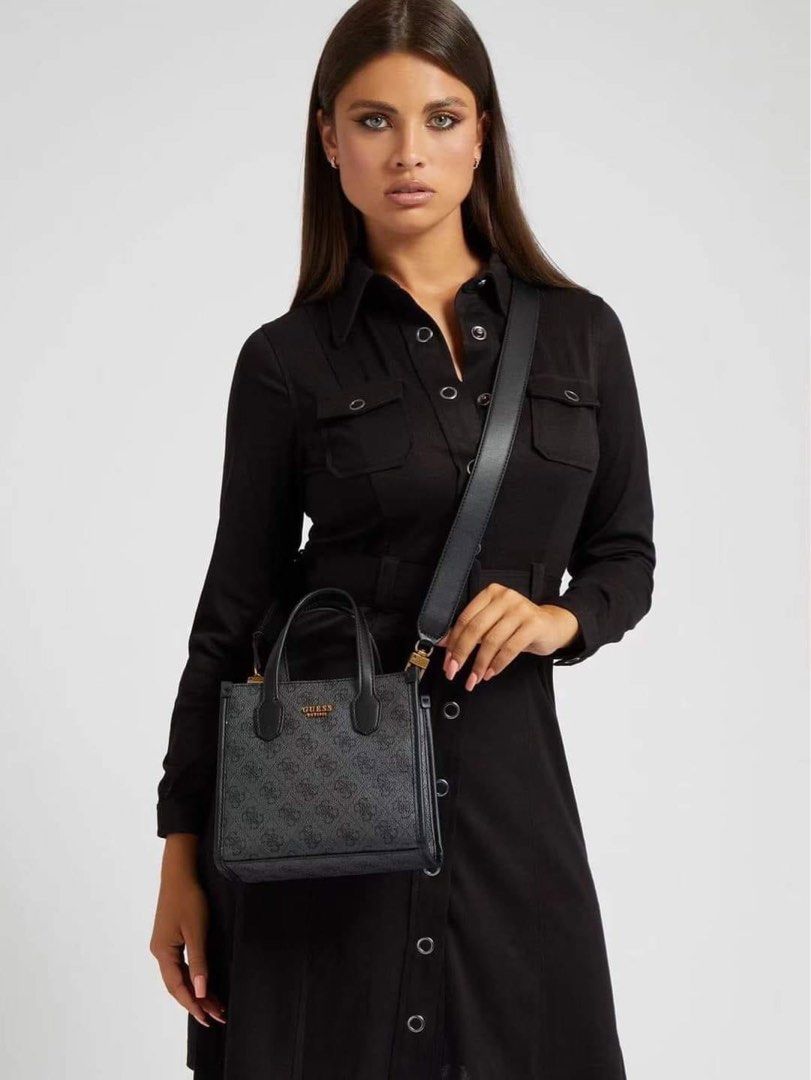 Guess Silvana Tweed Mini Handbag Black