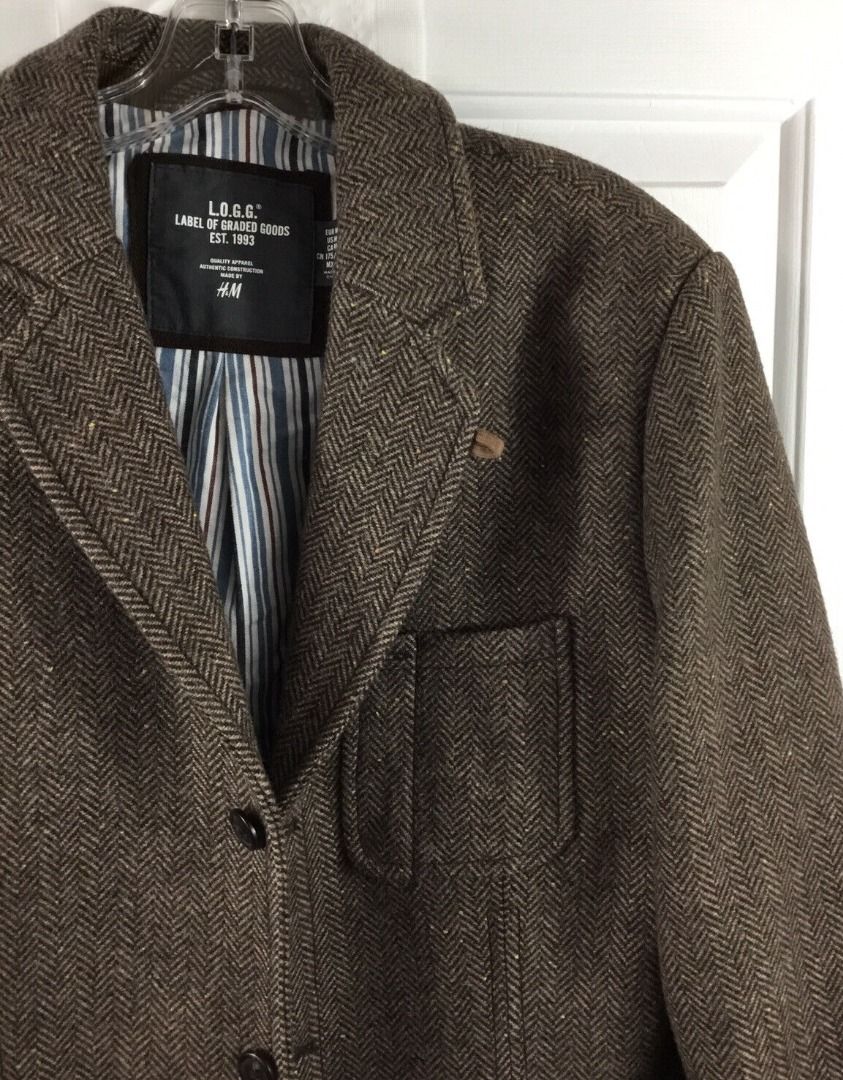 H M Men s Mt. Wiltmore Brown Herringbone Tweed Jacket Sport Coat