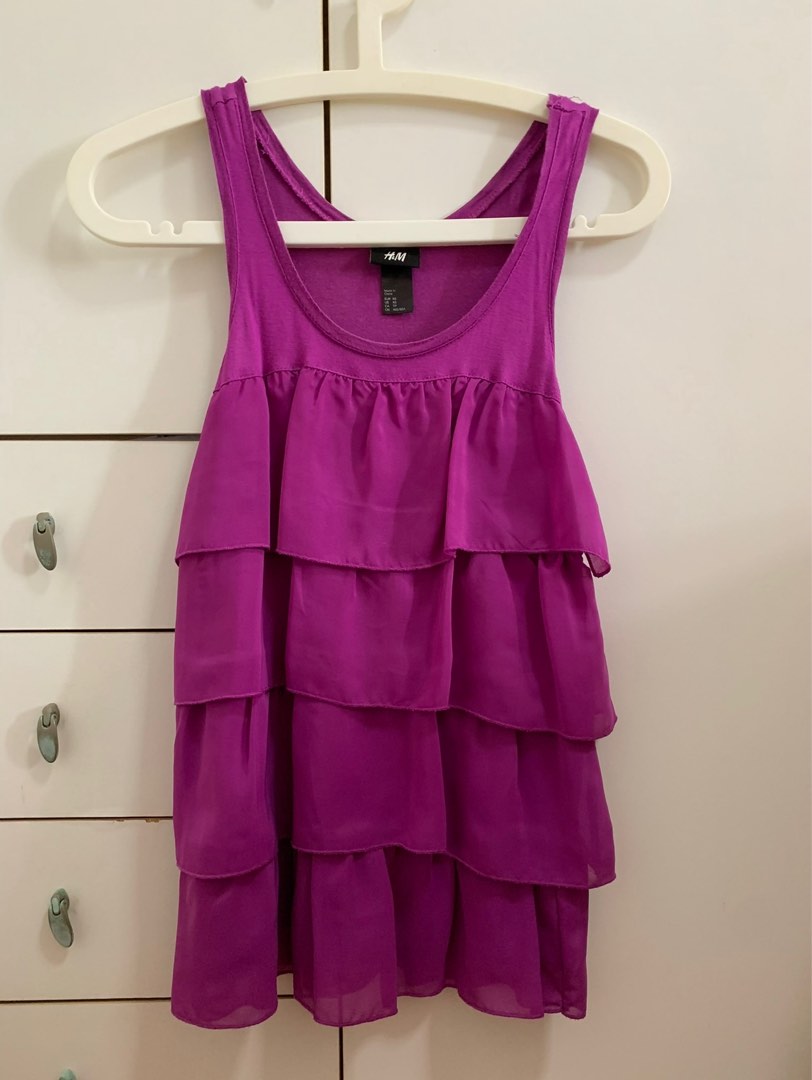 H&M Purple Tier Top, Women's Fashion, Tops, Sleeveless on Carousell