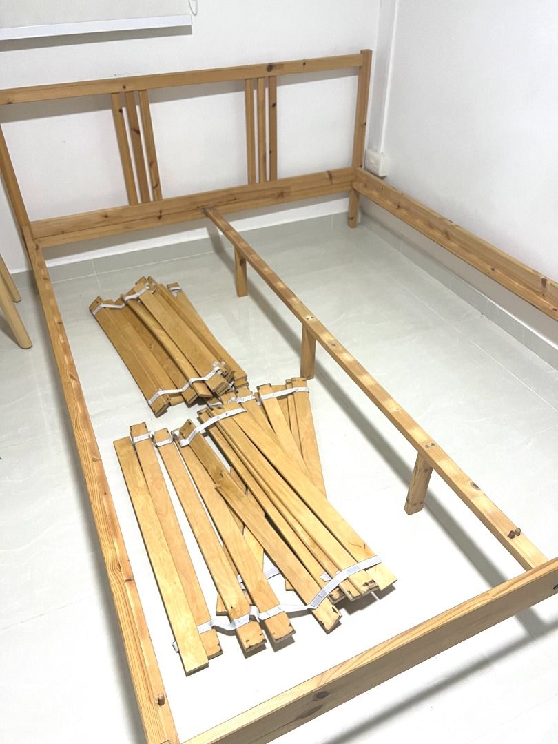 IKEA FJELLSE queen bed frame with LUROY slats, Furniture & Home Living