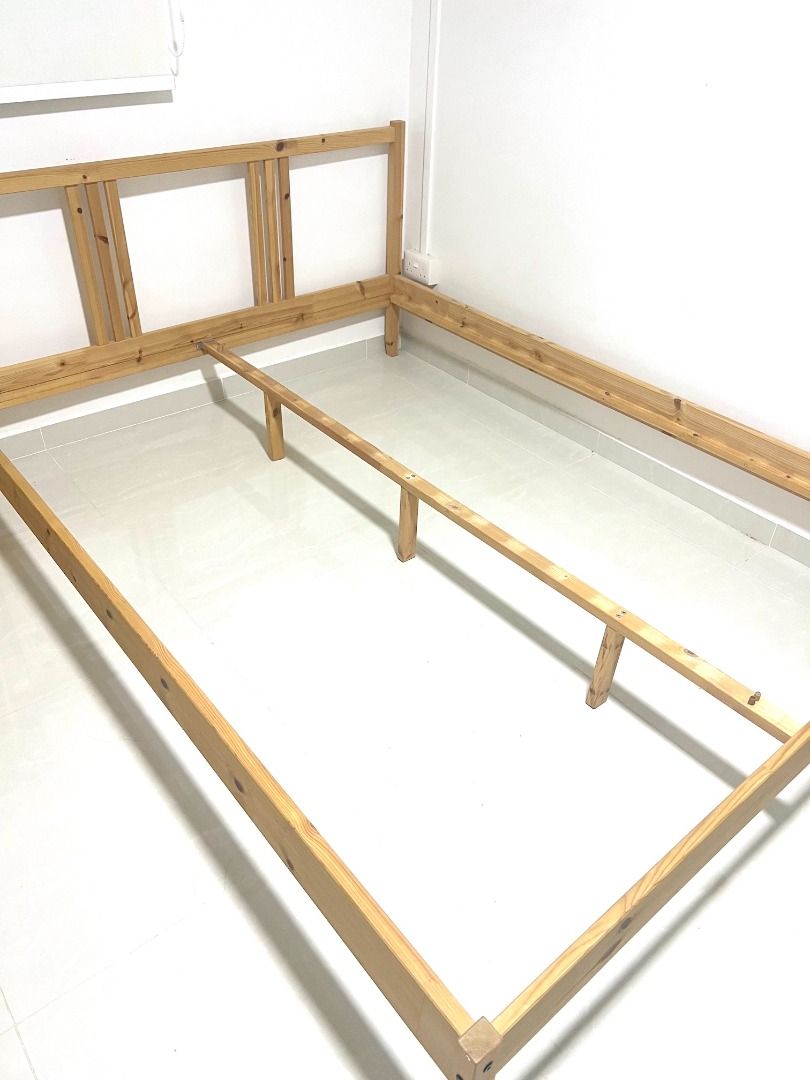 IKEA FJELLSE queen bed frame with LUROY slats, Furniture & Home Living