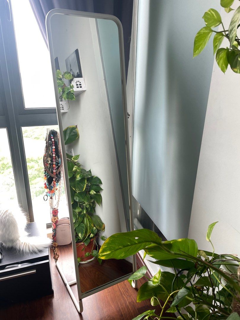 IKEA full size mirror with stand , Furniture & Home Living, Home Decor