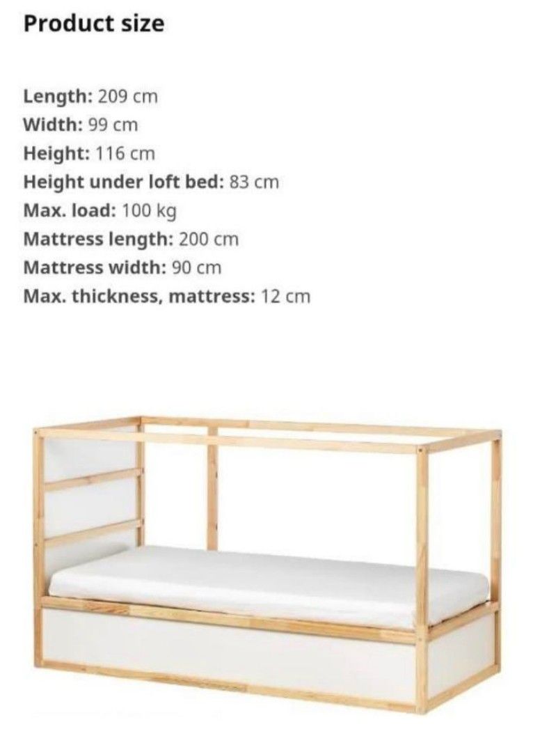Ikea Kura bed frame & mattress & Jungle canopy Kids reversable bunk