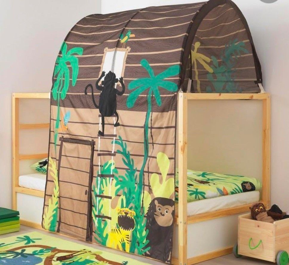 Ikea Kura bed frame & mattress & Jungle canopy - Kids reversable bunk ...