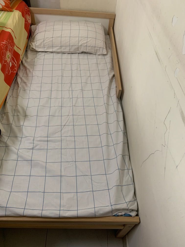 IKEA toddler bed with mattress, Furniture & Home Living, Furniture, Bed